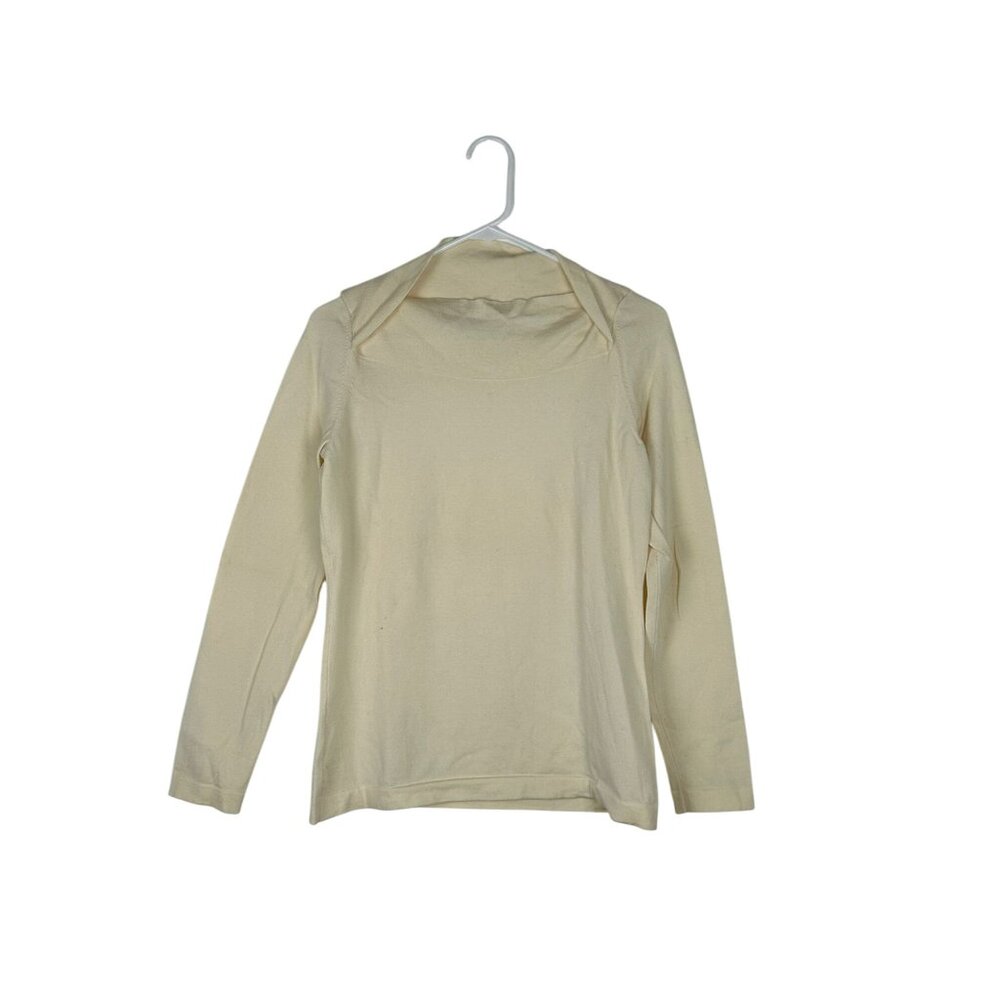 Banana Republic Womens Extra Fine Merino Wool Blend Cream Long Sleeve Top M